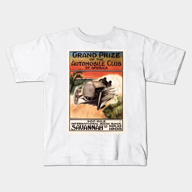 Automobile Club of America International Road Race Vintage Car Kids T-Shirt by vintageposters